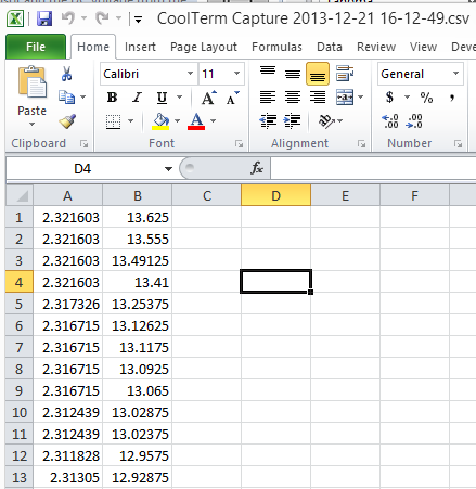 excel imported data